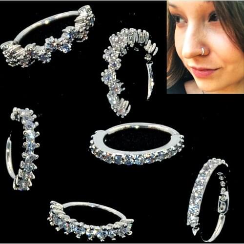 1PC Round Zircon Bendable Gem Ring Bendable Seamless Nose Ring Surgical Steel Crystal Ear Trague Cartilage Earring Piercing 1mm