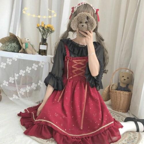 Summer Cute Doughnut Sweet Lolita Dress Fairy Sleeveless dress Bows Dress Japanese cute bow Lolita dress