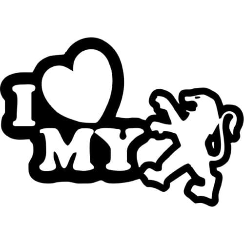 MIGNATIS - I Love My Peugeot Logo Lettering Car Sticker Mural Art Decal For Car Window Loptop Decoration Vinyl Stickers waterpro