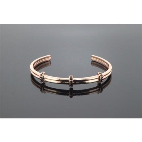 2017 Fashion Unisex Jewelry Metal Cuff Open Bangles New Brand Titanium Black Zircon Bangle Friendship Gift