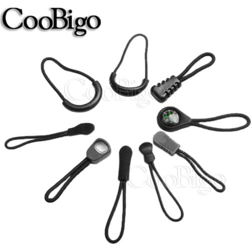 10pcs Zipper Pulls Cord Ends Strap Lariat Black For Garment Bag Tactical Backpack Apparel Zip Puller DIY Head Rope Accessories