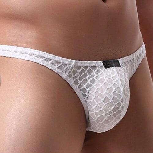 Mens Panties Low Waist Sexy Lingerie Transparent Lace Male Gay Sexy Underwear Fashion Jockstrap Sissy Thongs Breathable Briefs