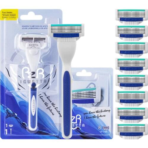 New 4Layers Men Razor High Quality Steel Razor Blades Safe Smooth Shaving Beard Body Hair Remover Suitable for Mach handle