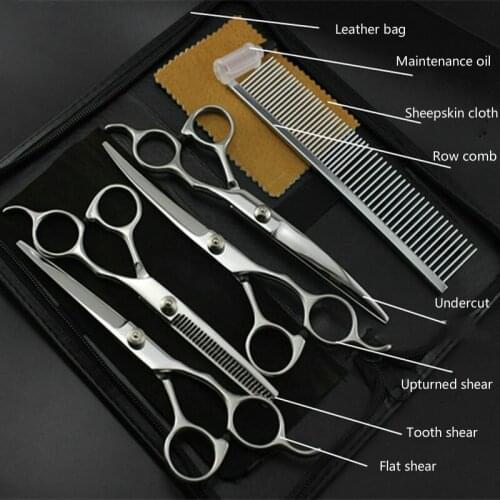 Pet scissors trim kit teddy dog grooming tool curved thin dog cat tool