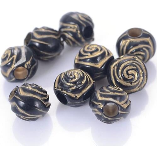 Wholesale 11x12MM Plating Acrylic Antique Design Rose Beads For Women Diy Bracelet Bangle Jewelry Making Accessories