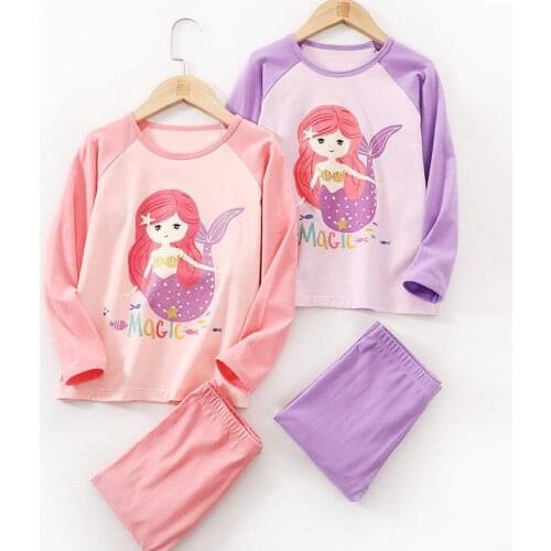 Long Johns For Girls Autumn Long Sleeve Pajamas Cotton Warm Winter Girl Homewear Cartoon Toddler Unicorn Pajama Kids Underwear
