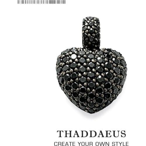 Pendant Black Heart Pave ,2019 Winter Trendy Brand New Fashion Glam 925 Sterling Silver Jewelry Europe Bijoux Gift For Woman