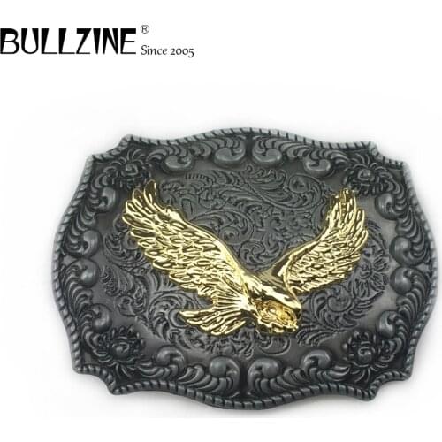 The Bullzine hot selling flying eagle belt buckle with gold and pewter finish FP-03523-1 suitable for 4cm width belt