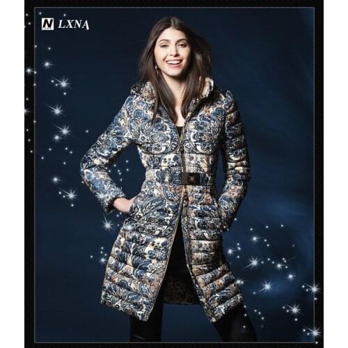 Down Coat Long Flower Print 2016 Winter Jacket Women Down Jackets Duck downs Parka coats Outwear Thicken Brand Clothing