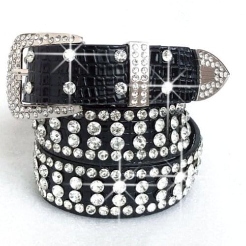 Retro Crocodile Pattern Belt Crystal Rhinestones Belt for Women Fashion Luxury Strap Western Studded Belt Cowboy Belt Jean Dress