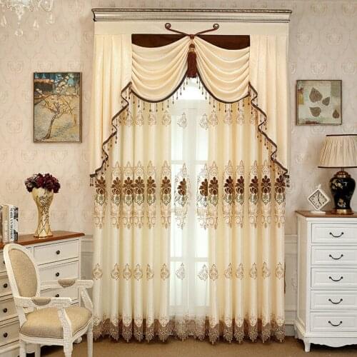 Luxury European Curtains for Living Dining Room Bedroom Floor Terrace Embroidered Curtains Customized Finished Shading Fabric