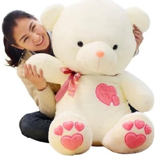 Scarf Teddy Bear Plush Stuffed with Heart Soft Teddy Bear Plush Doll Kids Huggable Animals Teddy Toy Pink/White/Brown/Blue