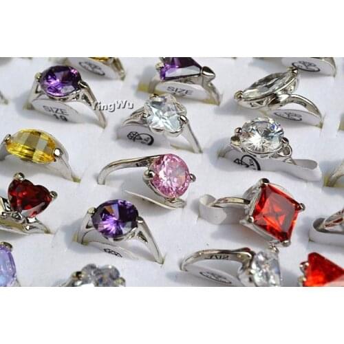 Yingwu Wholesale Fashion Mixed Lots Jewelry 20pcs Cubic Zirconia Womens Wedding Rings Size7-9