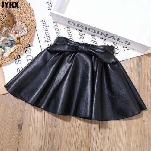 Girls' Skirts Leather Skirts Autumn And Winter Childrens Outer Short Skirts Pleated Skirts Winter 2021 New Pu Skirts