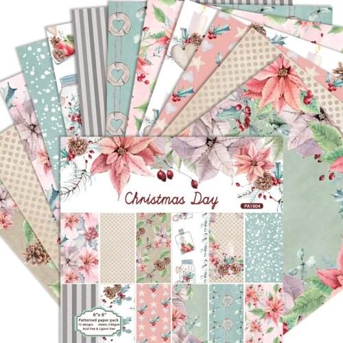 ZFPARTY 12 Sheets Christmas Days Scrapbooking Pads Paper Origami Art Background Paper Card Making DIY Scrapbook Paper Craft
