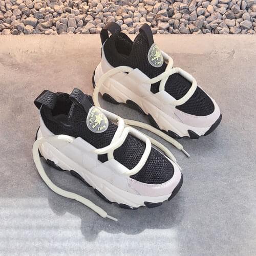 2021 Spring Woman Mesh Surface Breathable Casual Shoes Fashion Woman Lace-up Vulcanized Shoes Platform Comfort Woman Sneakers