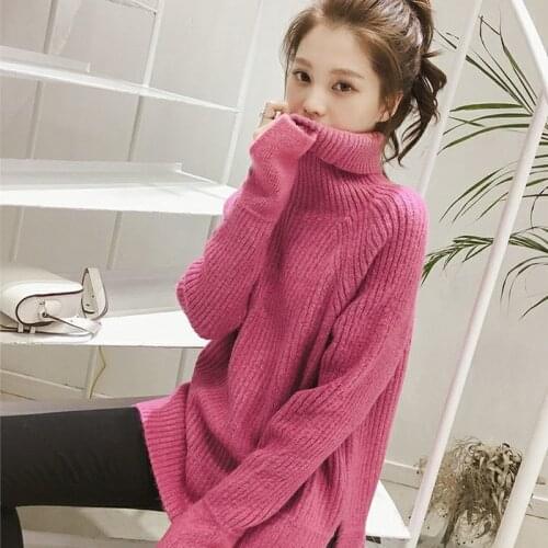 2020 Autumn Winter Turtleneck Sweater Pullover Women Fashion Casual Solid Loose Thicken Warm Ladies Knitted Jumper Ropa De Mujer