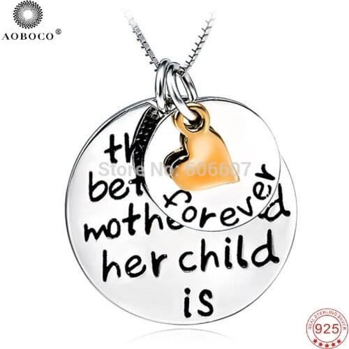 AOBOCO Letter Engraved Message Necklace Pure 925 Sterling Silver Multi-layer Pendant Necklaces Women Collares Populares GNX0330