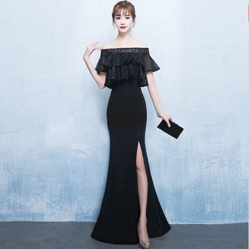 Lady Evening Dress Sexy Banquet Host Celebrity Long Short Nightgown Pink White Black Party-dress Formal Elegant Daily