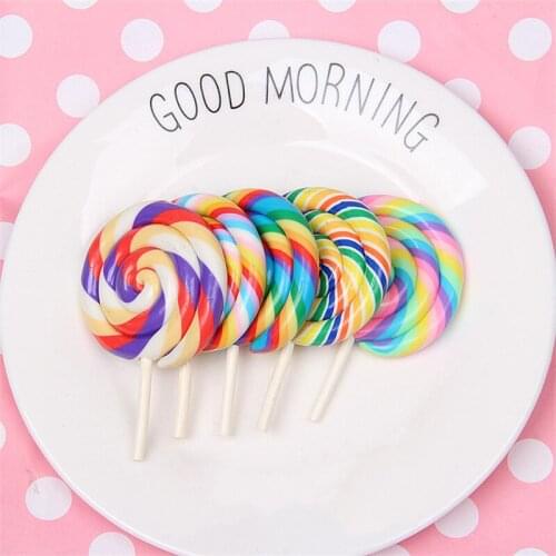 1pcs Kawaii Big Polymer Clay Swirl Round Lollipop Candy for Crafts Making Scrapbooking DIY