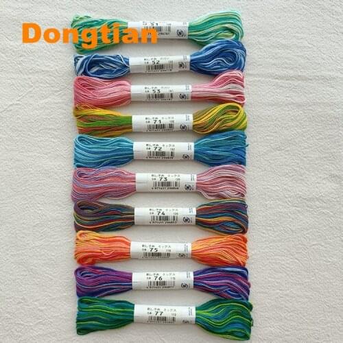 10pcs/set 20Meter/piece Olympus Gradient Color Sashiko Thread 100% Cotton 6 Strands Sashiko Thread Made In Japan