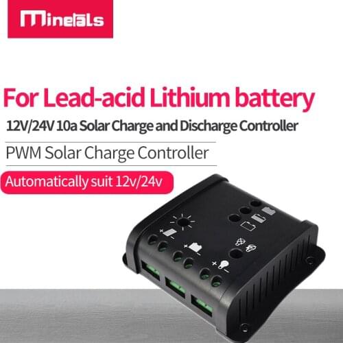 12V 10A 24V PWM charge technology Solar Charge and Discharge Controller for LFP4 Li ion li po Lead-acid battery pack