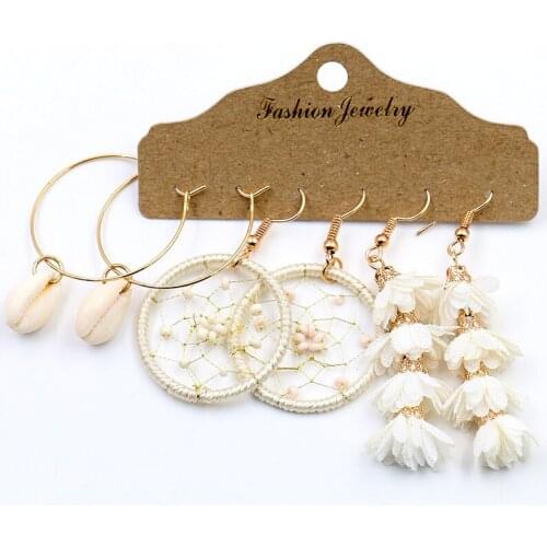 3 Pairs Vintage Bohemian Ethnic Tassel Dangle Hanging Water Drop Earrings for Women New Fashion Jewelry Accessories Gifts