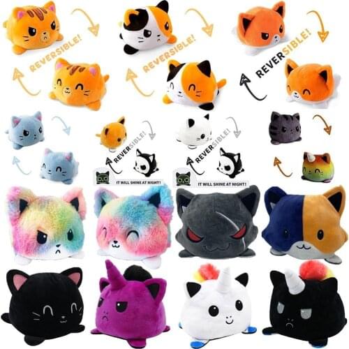 36 styles Reversible Cat Creative Flip Stuffed Plush Doll Different Moods Different Sides Soft Simulation Reversible Plush Toy