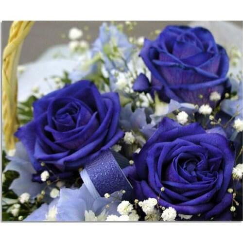3D Blue Rose DIY Needlework Home Decoration Diamond Embroidery Patchwork Diy Diamond Sticker Square Diamond Painting