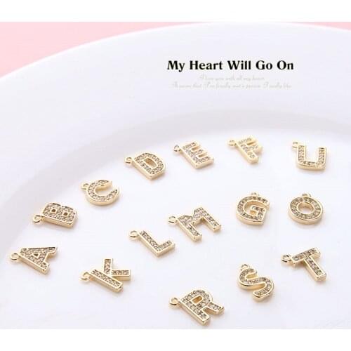 4pcs Copper Plated Micro-inlay Zircon 26 English Alphabet Pendants Earrings for Women Diy Jewelry Accessories Necklace Pendant