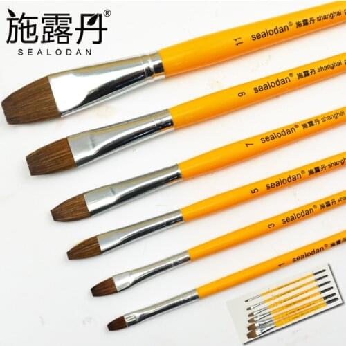 6pcs/set SEALODAN weasel hair Paintbrushes Watercolor Gouache Acrylic oil paint brushes painting supplies