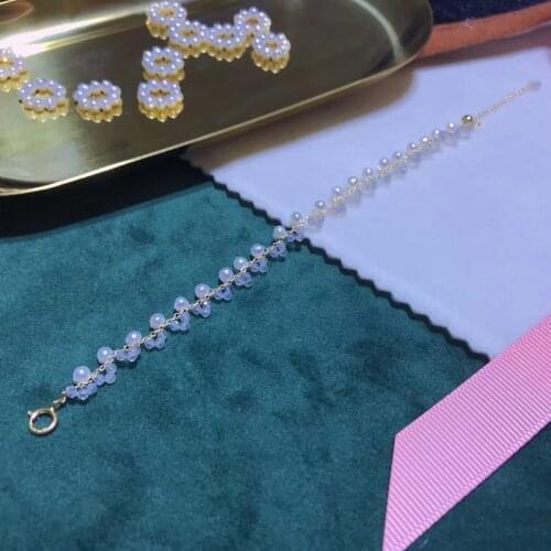 Free shipping popular 7.5inch double rows lady small genuine natural pearl bracelet can cuztomize length wedding gift girl