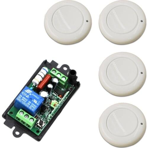 New Type AC110V 220V 1CH Wireless Remote Control Switch System Receiver & 4*White Wall Panel Sticky Remote High Quality
