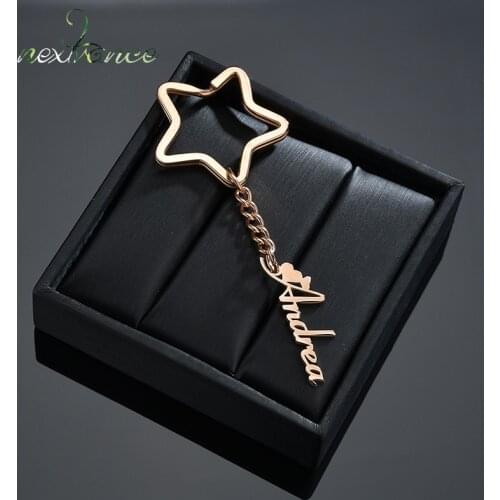 Nextvance Personalized Customized Name Star Keychain Stainless Steel Nameplate Creativity Women Key Chain Jewelry Birthday Gift