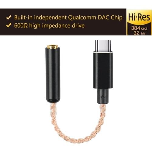 Qualcomm Hifi Digital Audio Converter DAC Usb Type C To 3.5mm Headphones Jack Aux usb c Adapter Decoder for ipad Pixel oneplus