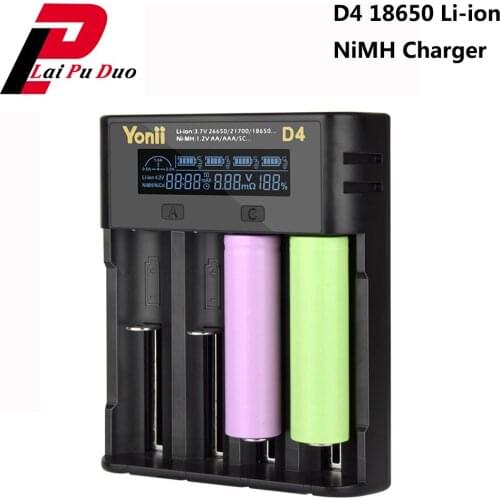 D4 for 3.7v battery 4 slots for 3.7v li-ion 14500 18500 16340 21700 for 1.2v AA AAA NI-MH li-ion Charger batter