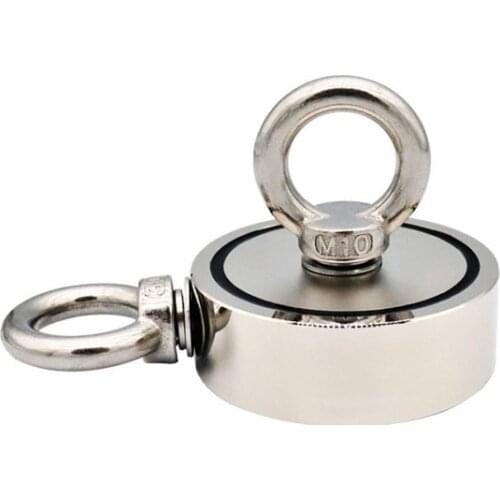 Double Sided Powerful Neodymium Magnet Salvage River Fishing Magnets Ring Hook Double Ring Fishing Search Magnet Pulling Hooks
