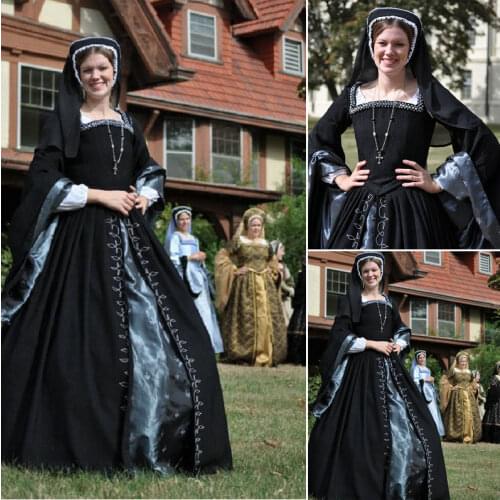 History!Customer-made Luxs Black Vintage Costumes Renaissance Dresses Steampunk dress Gothic Cosplay Halloween Dresses C-1172