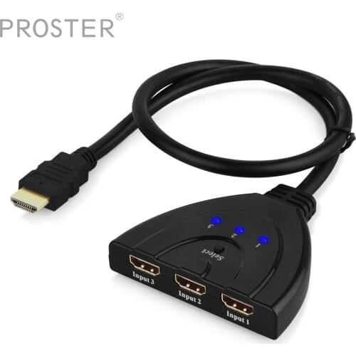 PROZOR 3 Port HDMI-compatible Splitter Cable 1080P Switch Switcher HUB Adapter For Xbox PS4 55cm Cable HDMI-compatible Converter