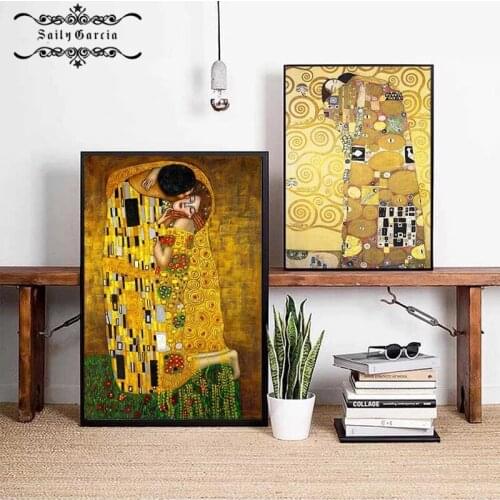Kiss By Gustav Klimt Oil Painting Canvas Wall Art for Living Room Adele Bloch-Bauers Portrait Paintings Decorative Pictures