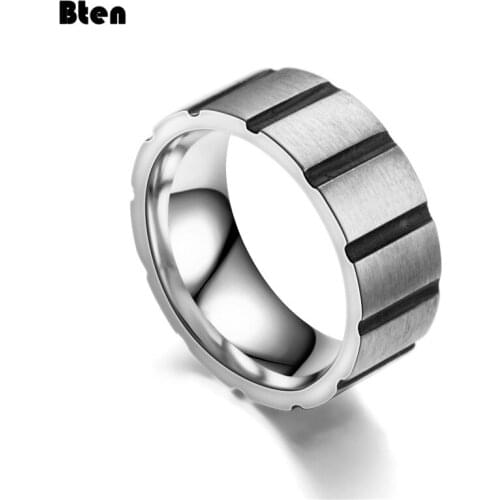 Bten Creative Classic Stainless Steel Rings for Men Women Fashion Simple Wild Wedding Rings Jewelry Gift