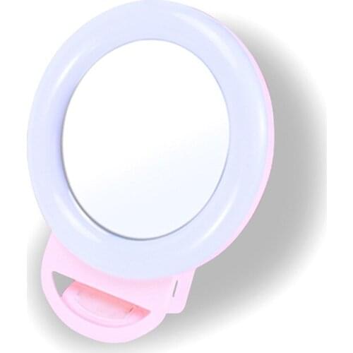 Clip On Selfie Ring Light, 3 Light Modes, Adjustable Brightness Levels, LED Rechargeable Selfie Light for Phone Makeup