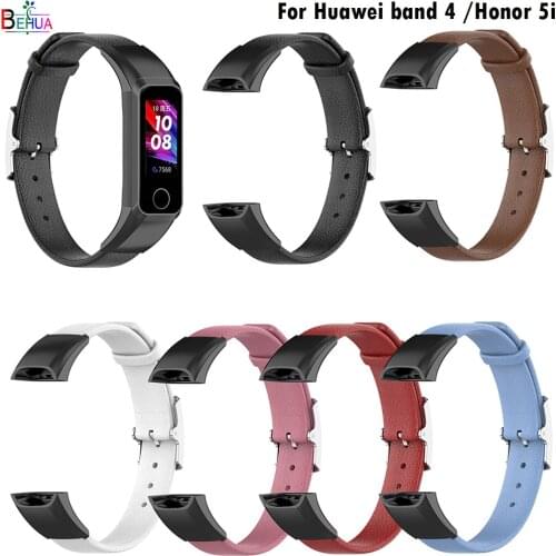 BEHUA Leather Watchband correa For huwei band 4 smart wristband for huwei honor band 5i Replacement Original watchstrap Bracelet