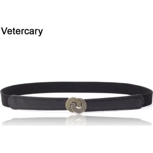 Hot Sale Woman cummerbunds European and American style thin belts for women red elastic Corset Belts vintage buckle circle black