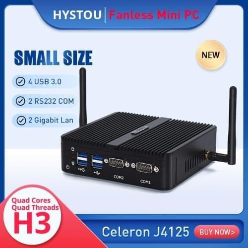Factory price fanless mini pc celeron quad core J4105 J1900 small desktop server dual lan soft router firewall computer