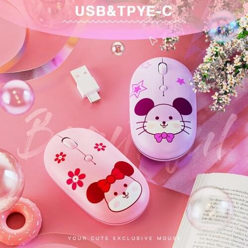 Jelly Comb Type-c + USB Wireless Mouse Type-c +2.4G USB Wireless Mouse for Tablet Laptop Rechargeable Computer Mause Slient