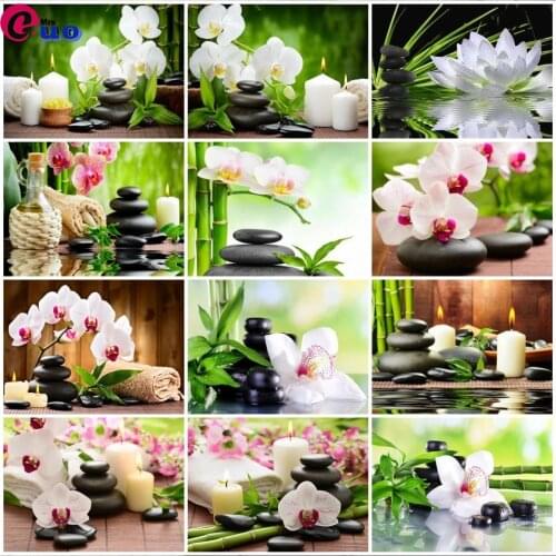 Full Square Diamond Art Painting Kits Orchid Stone Handmade Gift Diamond Embroidery Flower Mosaic Decor For Home