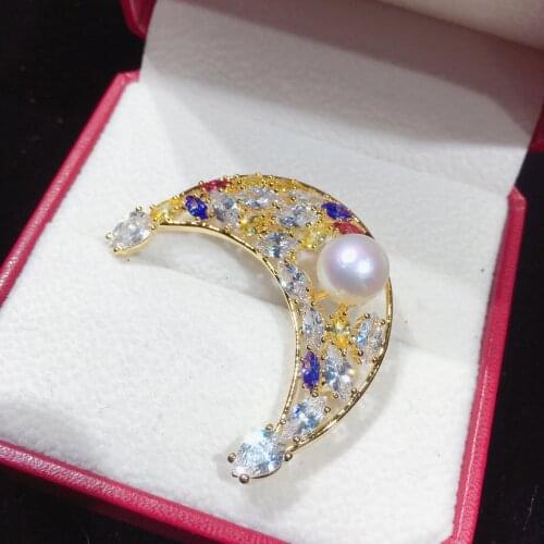 New color moon pearl brooch natural pearl high-grade pin pearl brooch finished jewelry wholesale