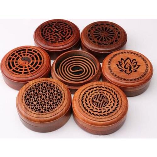 New Style Vietnamese Rosewood Aroma Box Lying Incense Box Hollow Carving Coil Incense Burner for Living Room Home Decor