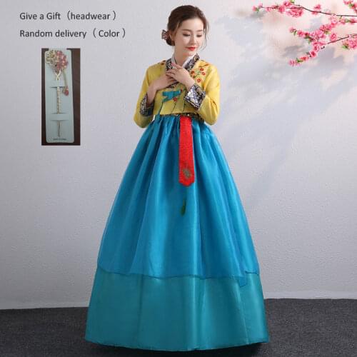 Embroidered Korean Hanbok Dress Women Traditional Palace Wedding Clothing Ethnic Minority Dance Costume Oriantal Clothes Outfit